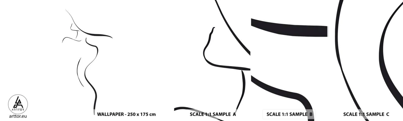 Fototapet Prøve Standard Eco - Flygtig som en bølge - Abstraktion, Kvindes krop, Kvinde i en hat - 100x30 cm