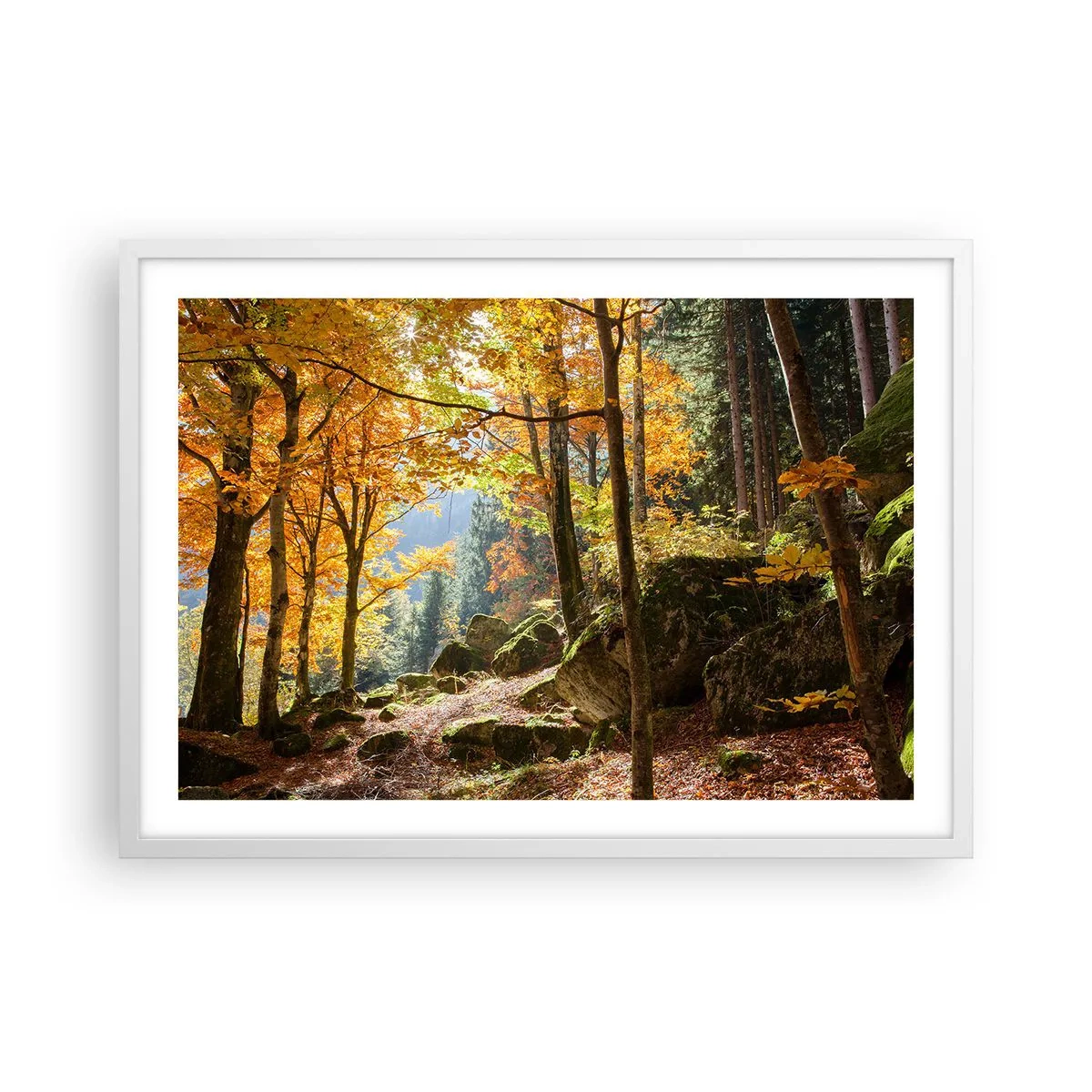 Plakat i hvid ramme - Tid til at slappe af - 70x50 cm