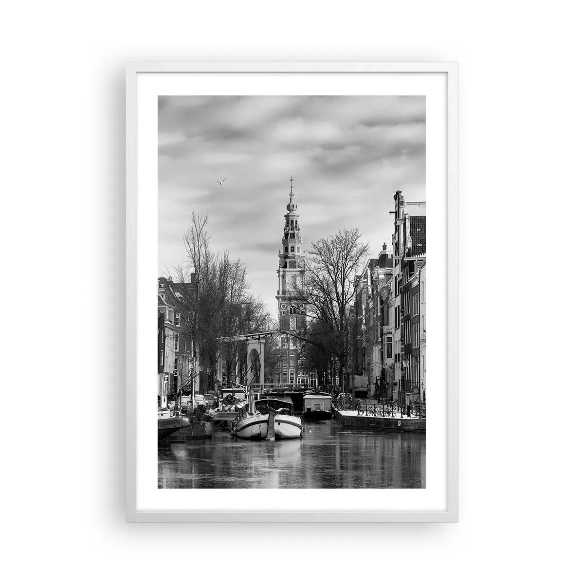Plakat i hvid ramme - Amsterdam stemning - 50x70 cm