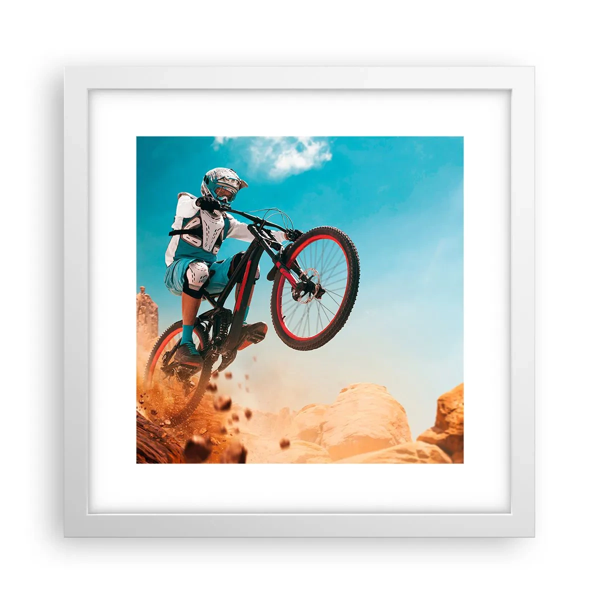 Plakat i hvid ramme - Cykel-dæmonisk galskab - 30x30 cm