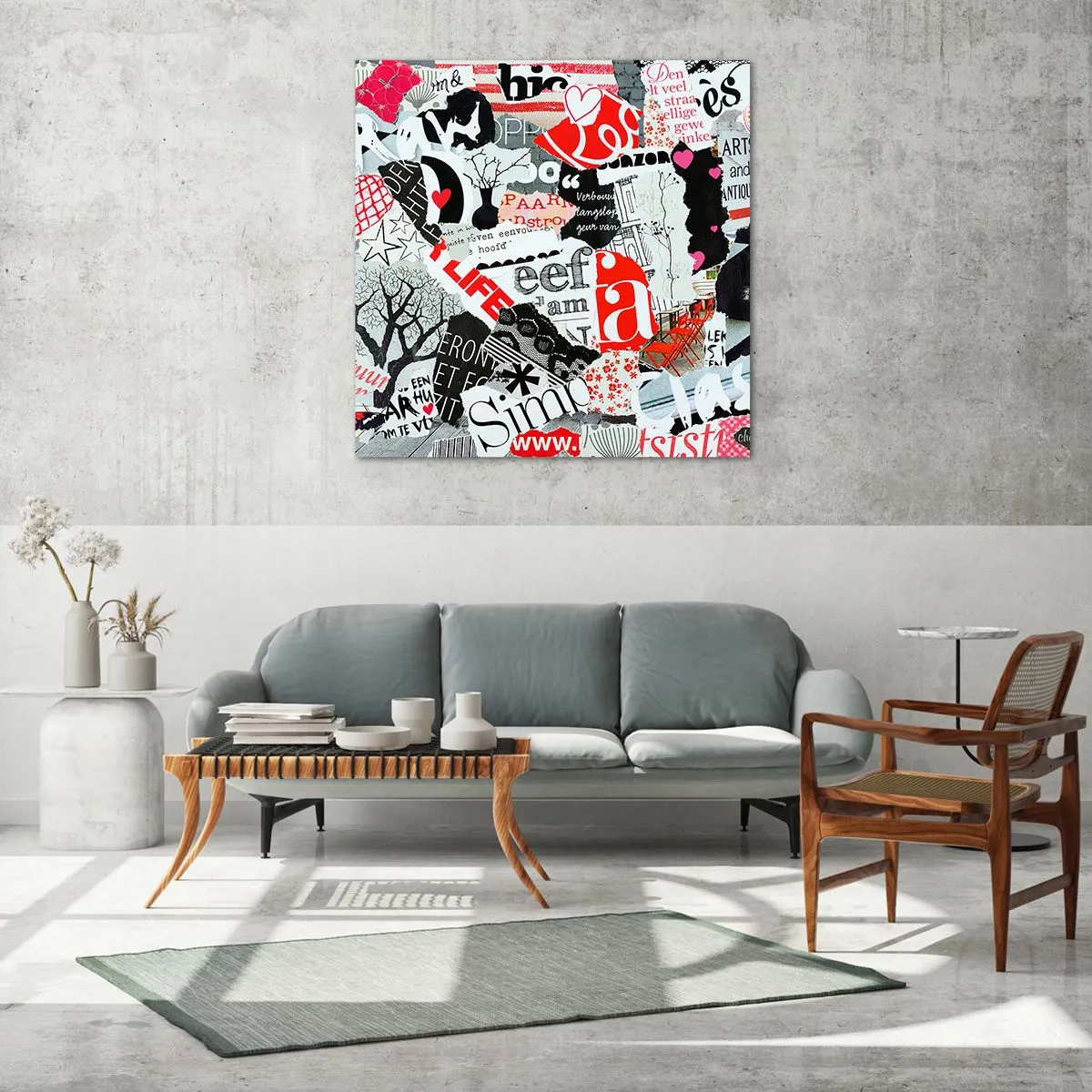 Billede på glas - Hipster collage - 60x60 cm