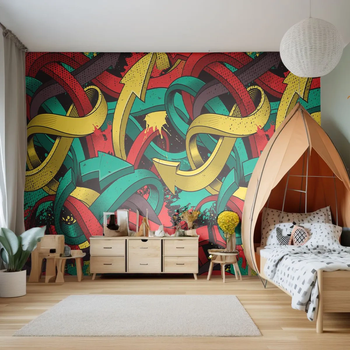 Fototapet Premium Canvas - Hvilken vej skal man gå? - Abstraktion, Stykke, Tegneserie - 500x350 cm