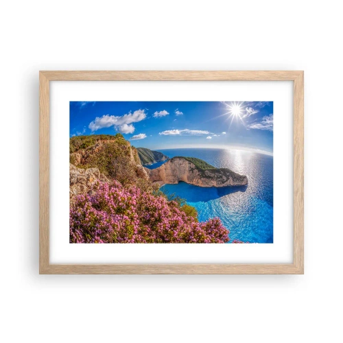 Plakat i ramme af lyst egetræ - Min store græske ferie - 40x30 cm