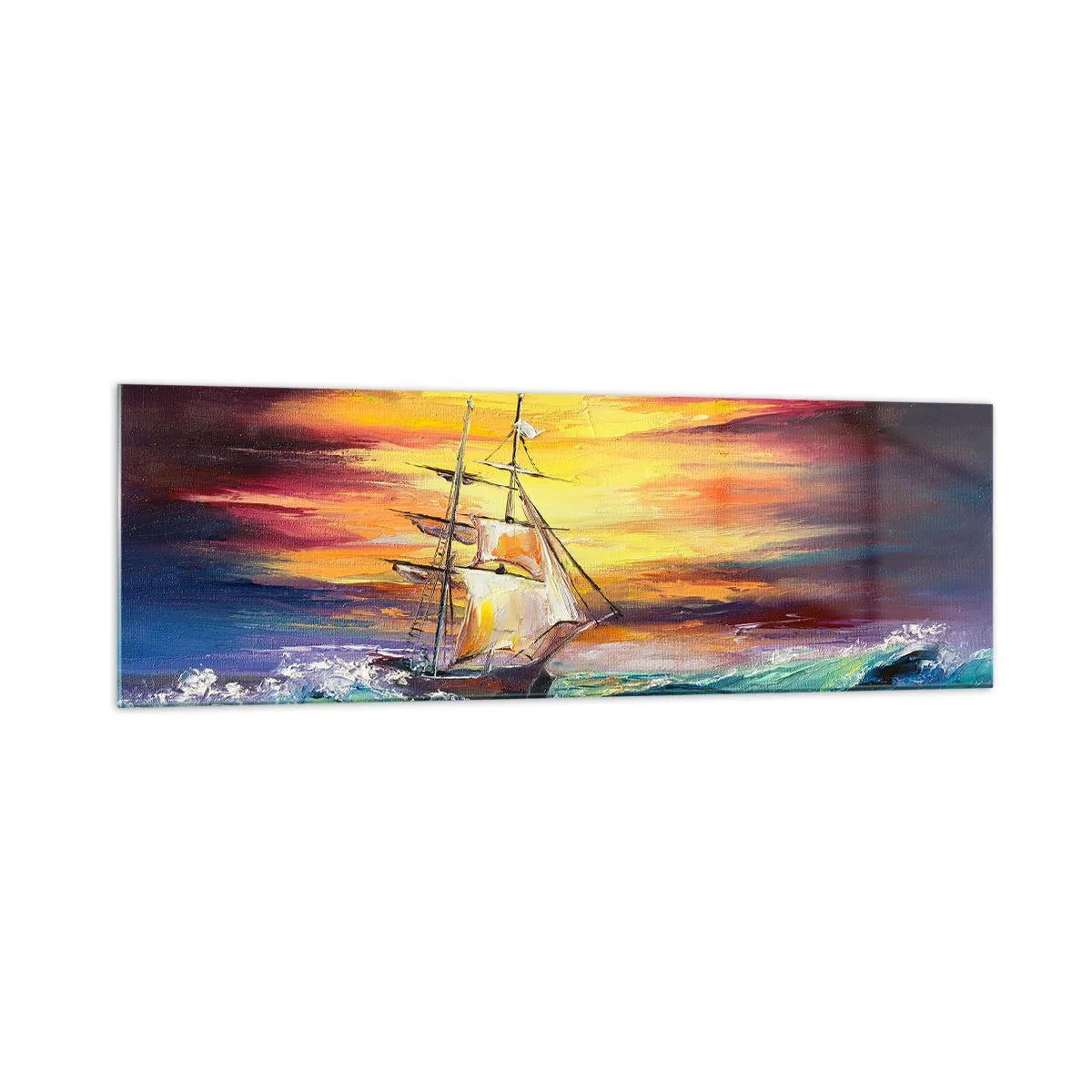 Billede på glas - At trodse bølgerne - 160x50 cm