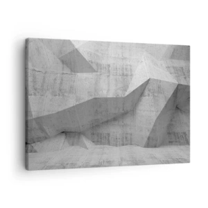 Lærredstryk - Billede på lærred - Geometriske betonformer i grå - 70x50cm - En ægte udfordring - Moderne vægdekoration til stue og soveværelse ARTTOR