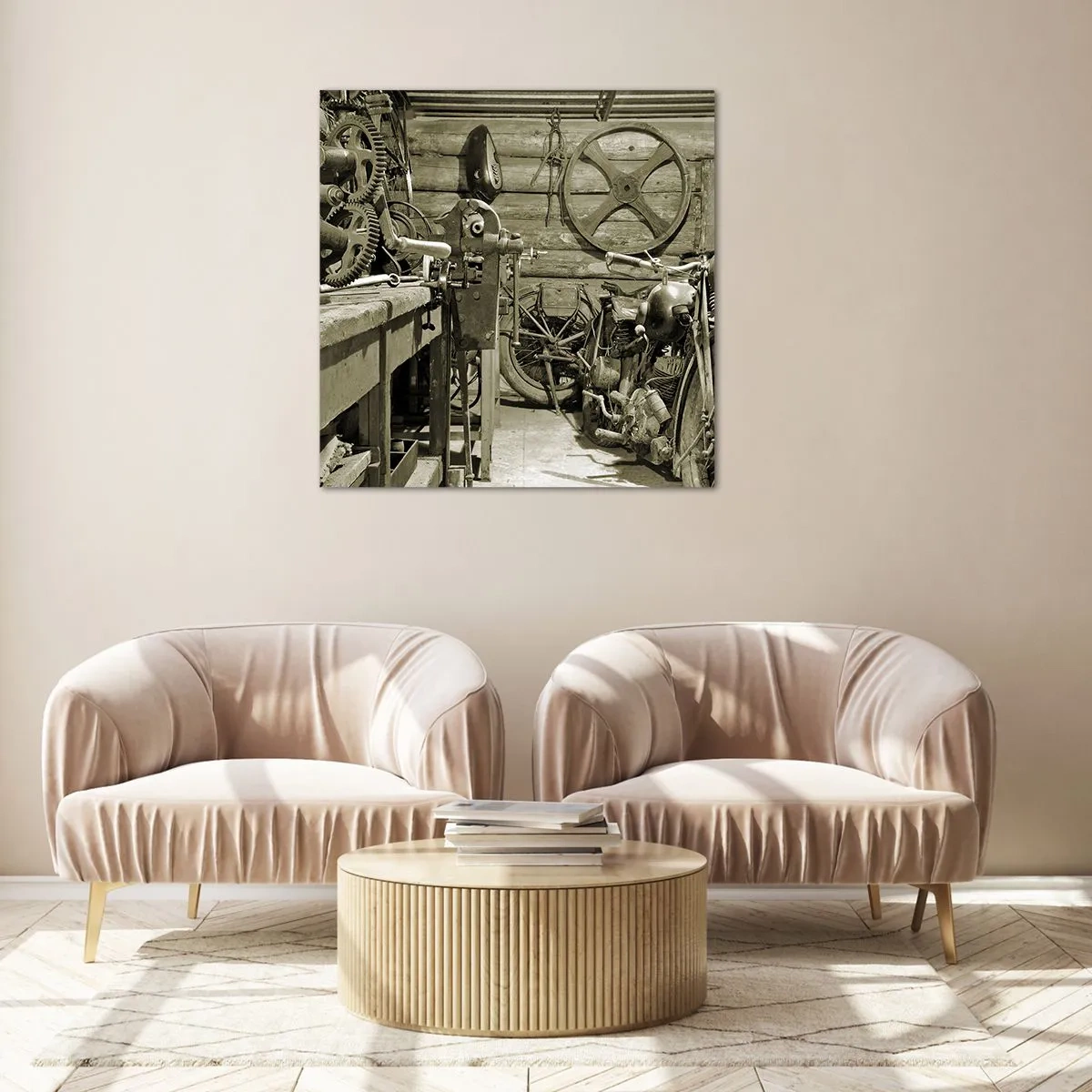 Billede på glas - I onkel Wladeks skur - 70x70 cm