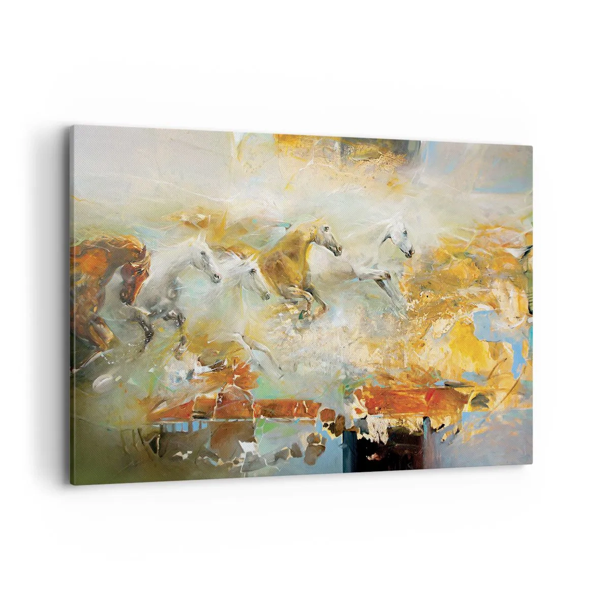 Lærredstryk - Billede på lærred - Galopperer gennem lyset - 120x80 cm