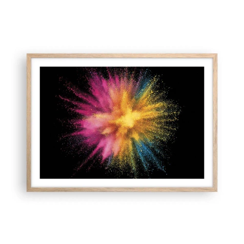 Plakat i ramme af lyst egetræ - Farvernes fødsel - 70x50 cm