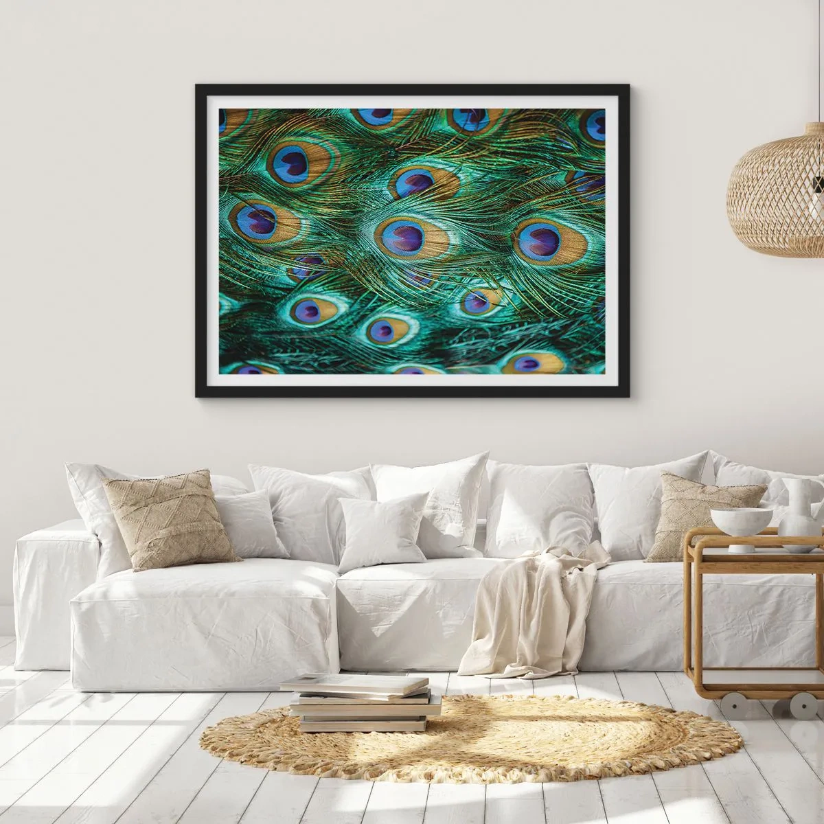 Plakat i sort ramme - En påfugls blik - 50x40 cm