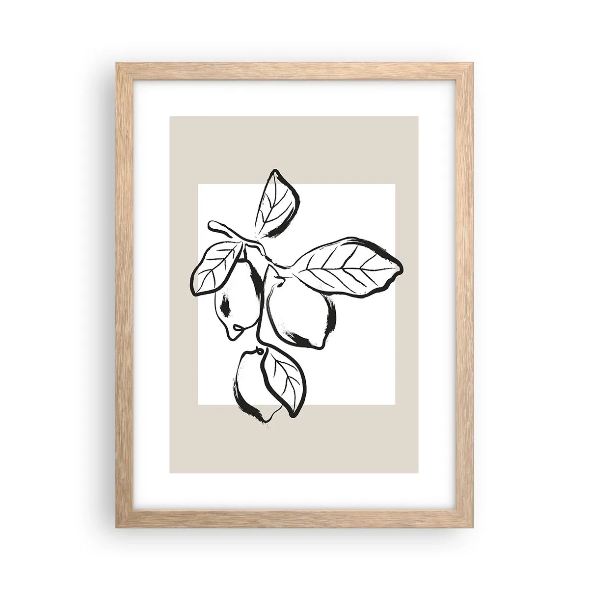 Plakat i ramme af lyst egetræ - Hvor citronen modner... - 30x40 cm