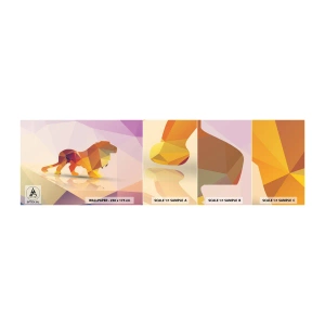 Prøve Fototapet Selvklæbende Deluxe Sticker - Diamantkongen - Dyr, Løve, Geometrisk figur - 100x30 cm