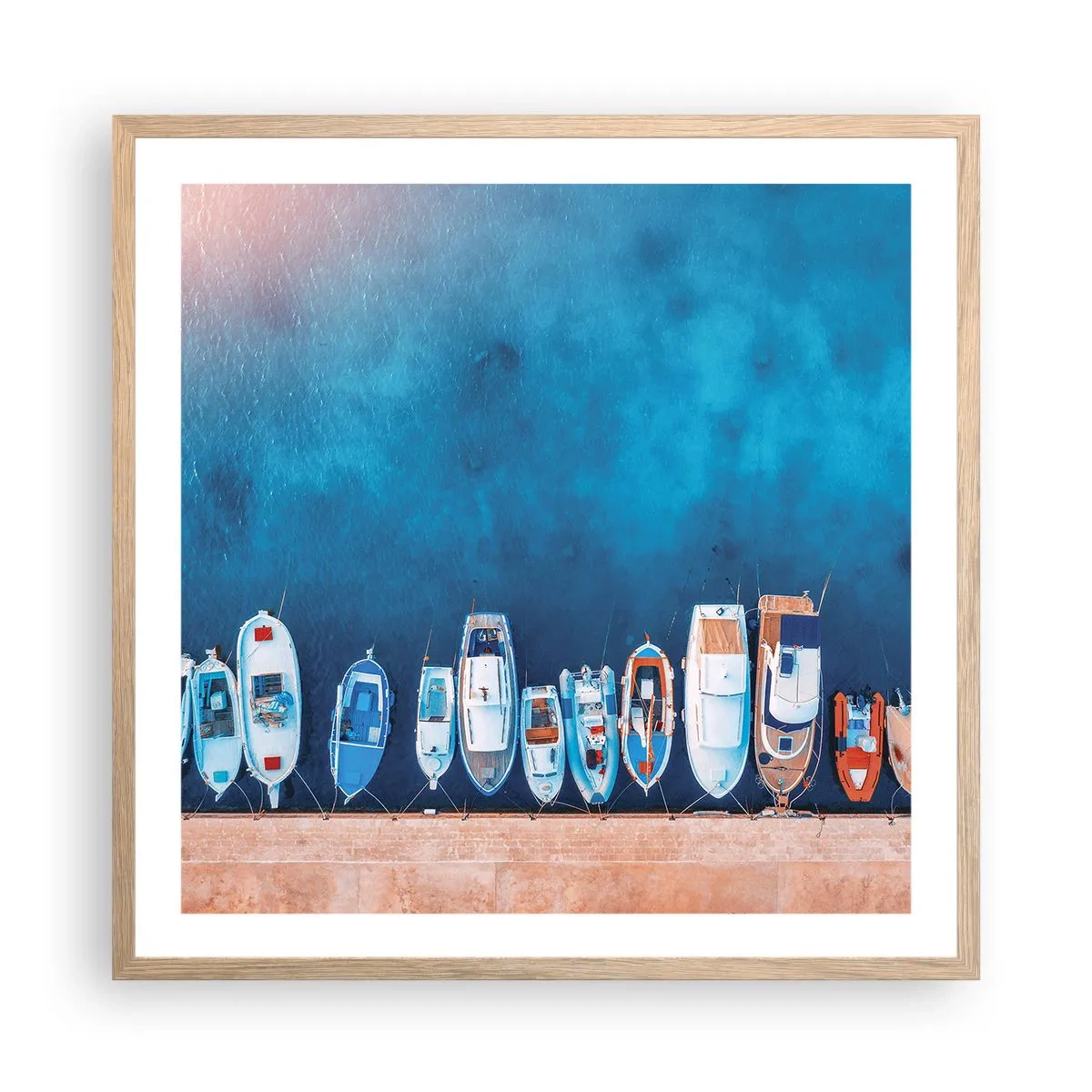 Plakat i ramme af lyst egetræ - I én række - 60x60 cm