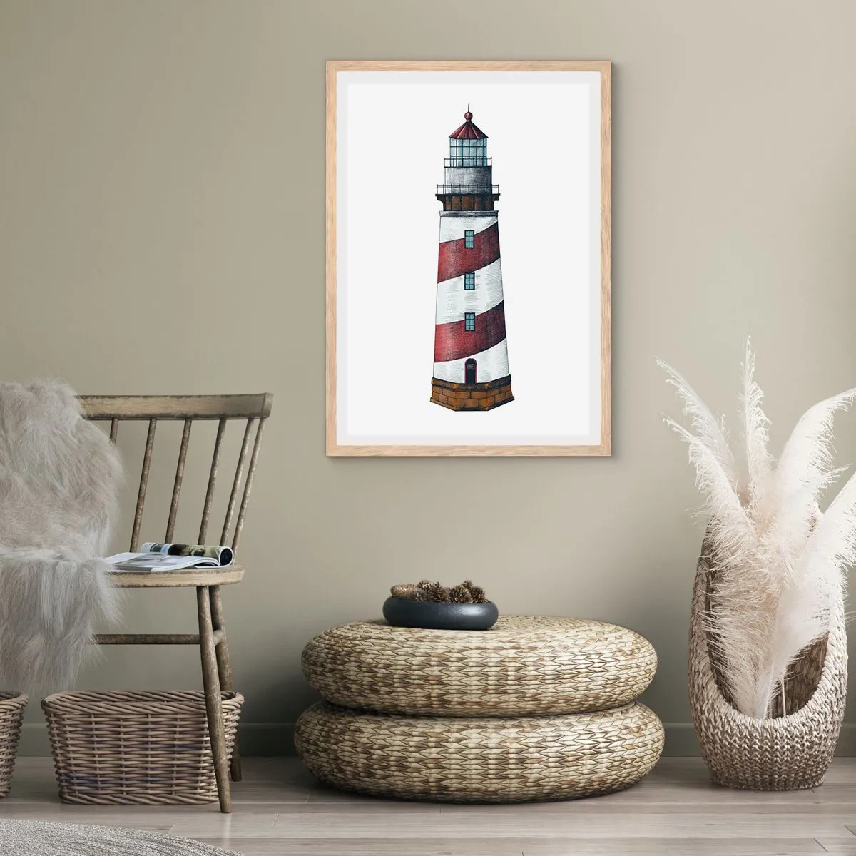 Plakat i ramme af lyst egetræ - Altid på vagt - 50x70 cm
