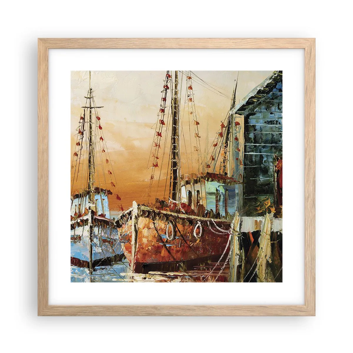 Plakat i ramme af lyst egetræ - Fredelig tilbagevenden - 40x40 cm