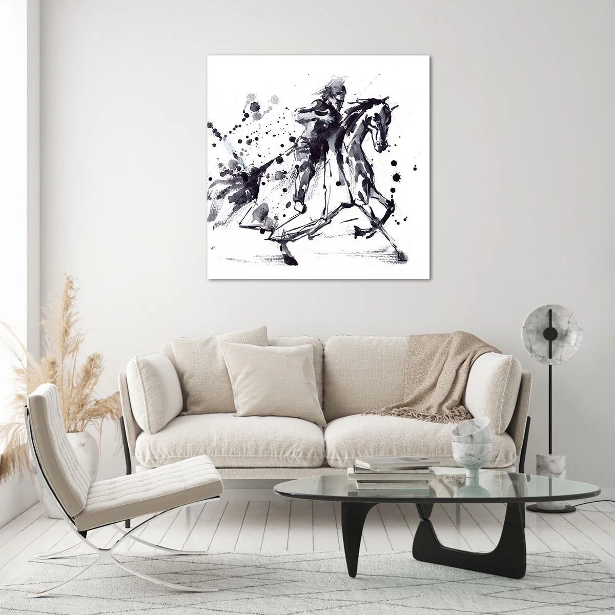 Billede på glas - Sort ridder - 60x60 cm