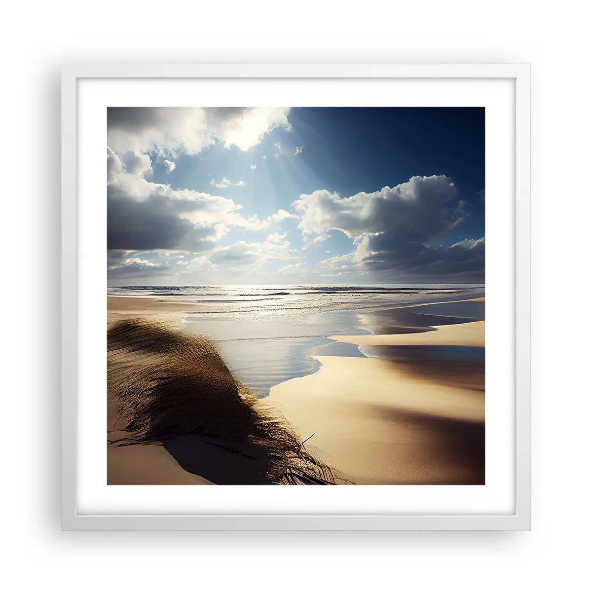 Plakat i hvid ramme - Strand, vild strand - 50x50 cm