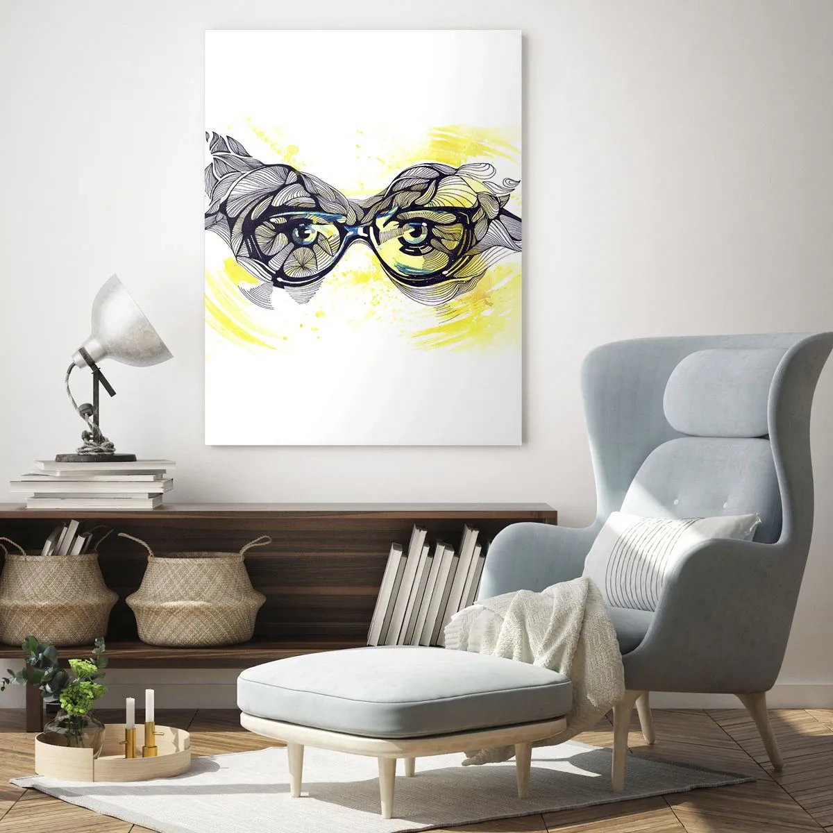 Billede på glas - Gennem blå briller - 50x70 cm