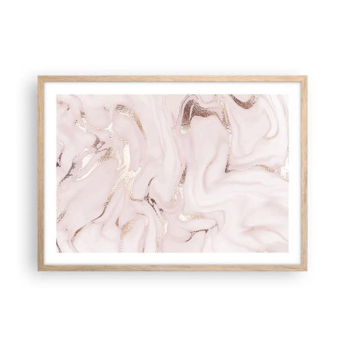 Plakat i ramme af lyst egetræ - I et lyserødt tørklæde - 70x50 cm