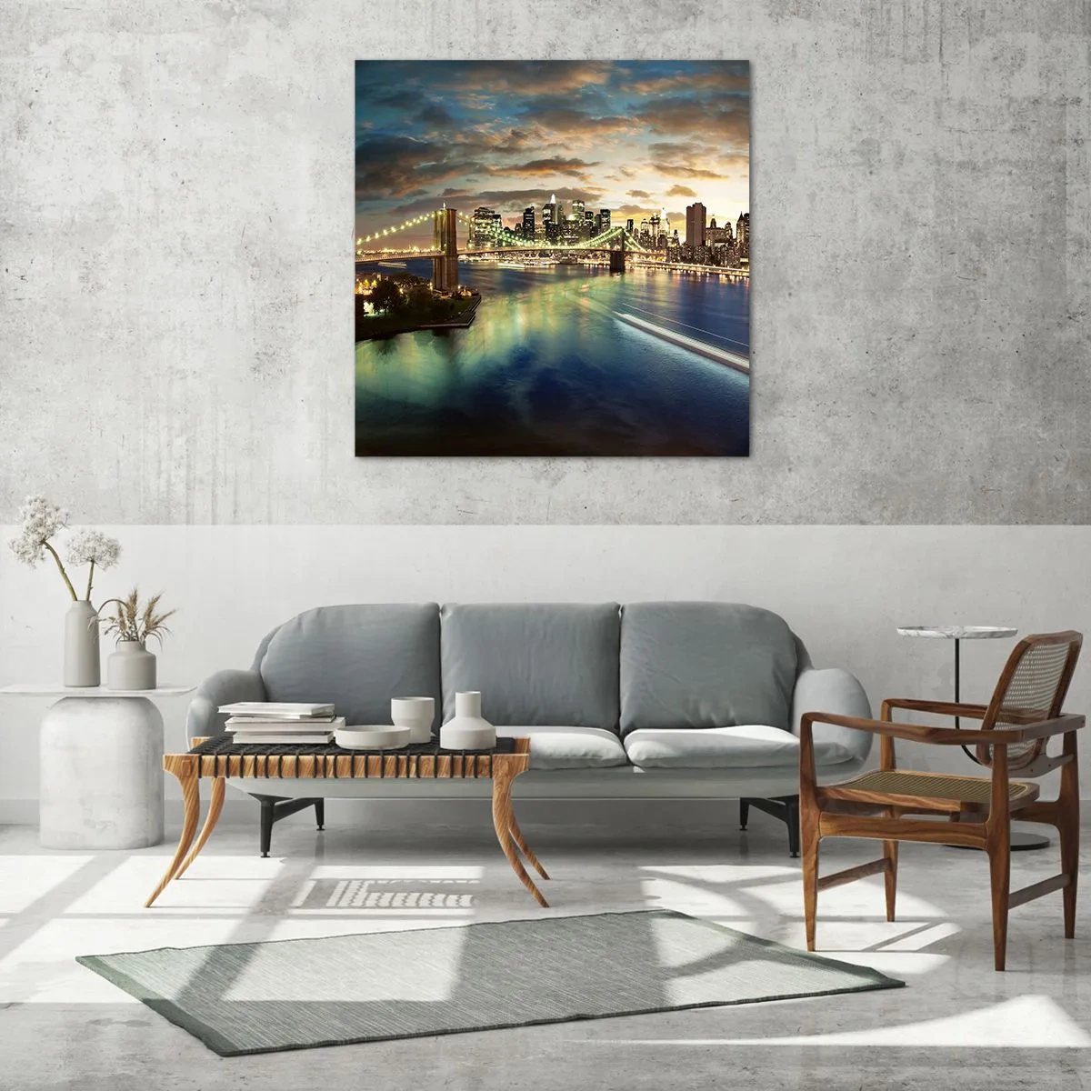 Billede på glas - En oplyst aften over Manhattan - 30x30 cm