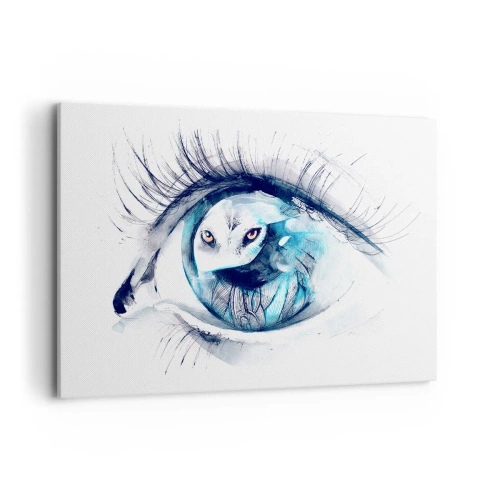 Lærredstryk - Billede på lærred - Øje mod øje med vildskab - 100x70 cm