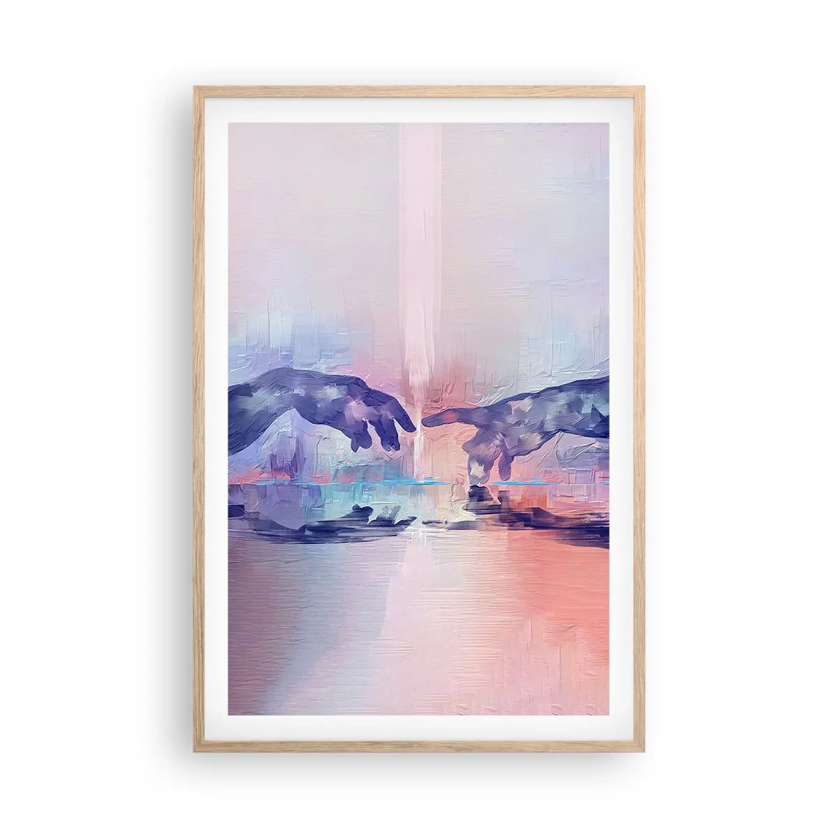 Plakat i ramme af lyst egetræ - Den guddommelige gnist af liv - 61x91 cm