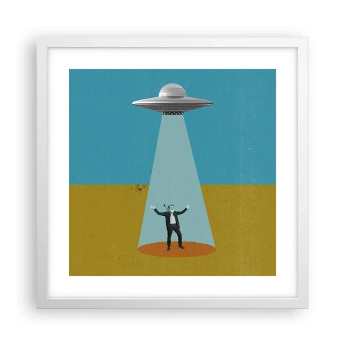 Plakat i hvid ramme - Et tæt møde - 40x40 cm