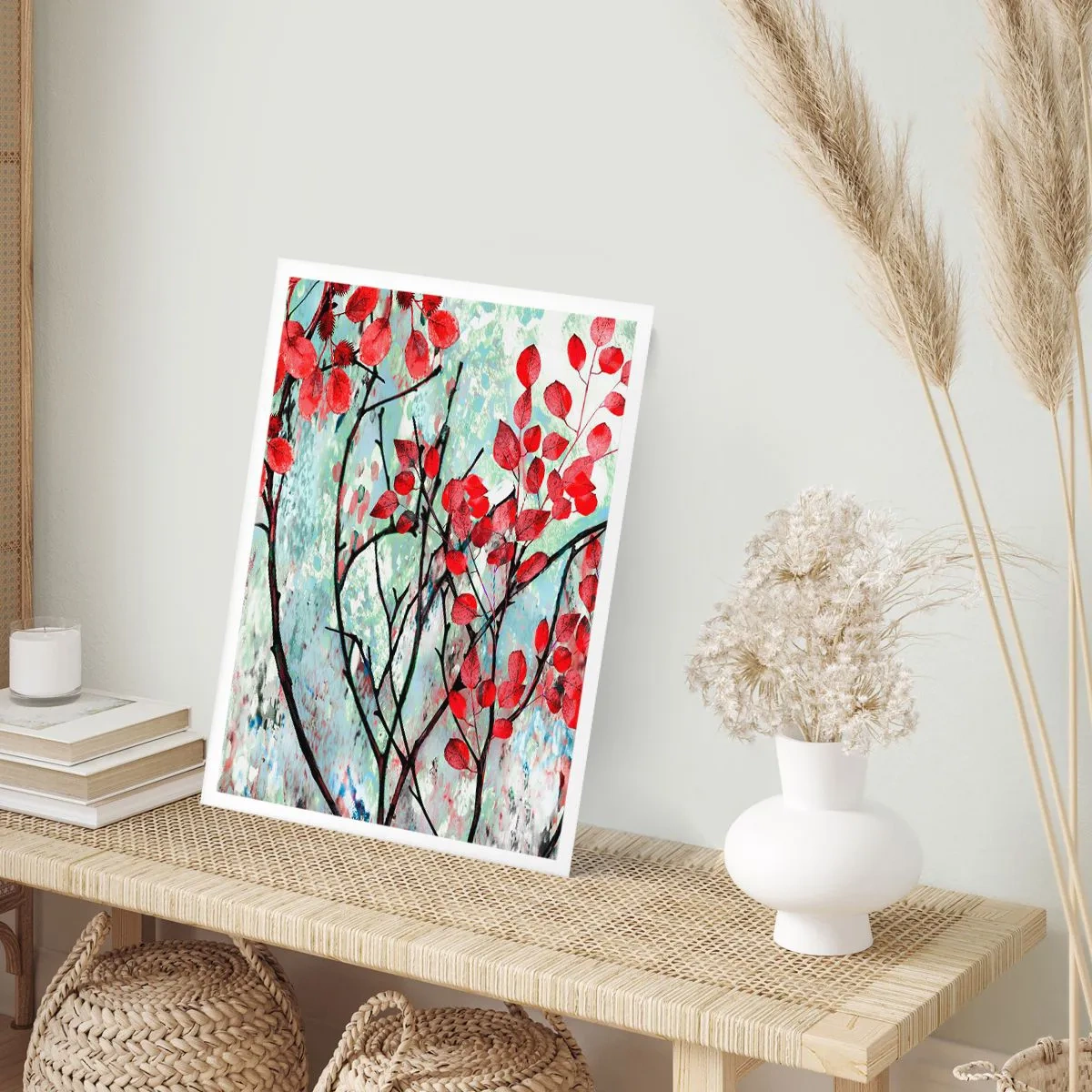 Plakat - Træ i skarlagenrødt - 40x50 cm