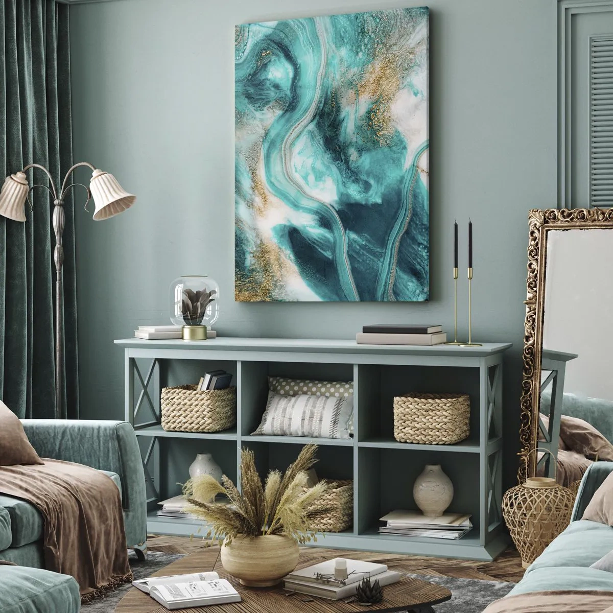 Lærredstryk - Billede på lærred - Flod af guld - 50x70 cm