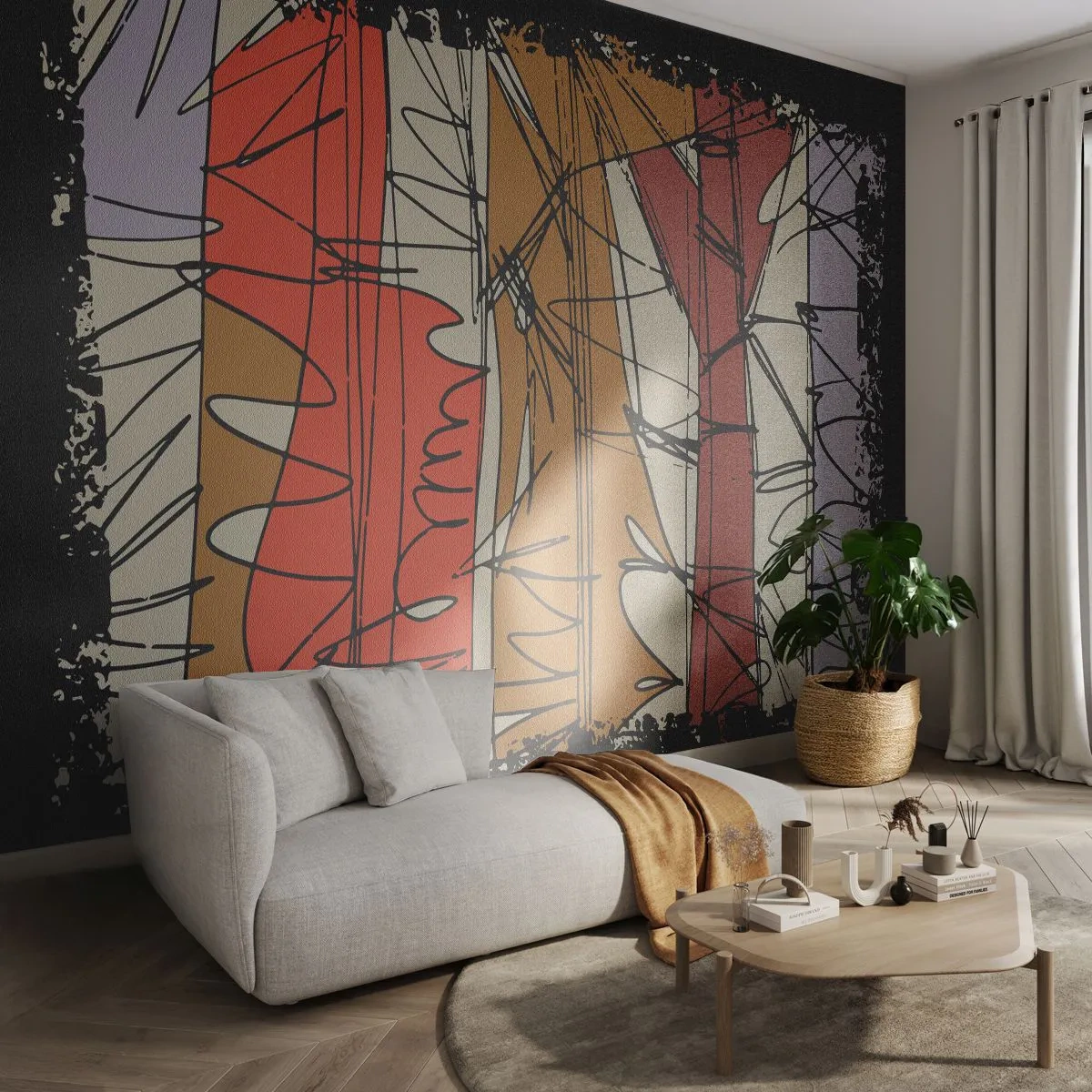 Fototapet Premium Canvas - Spontan komposition - Abstraktion, Stykke, Skriblerier - 400x280 cm