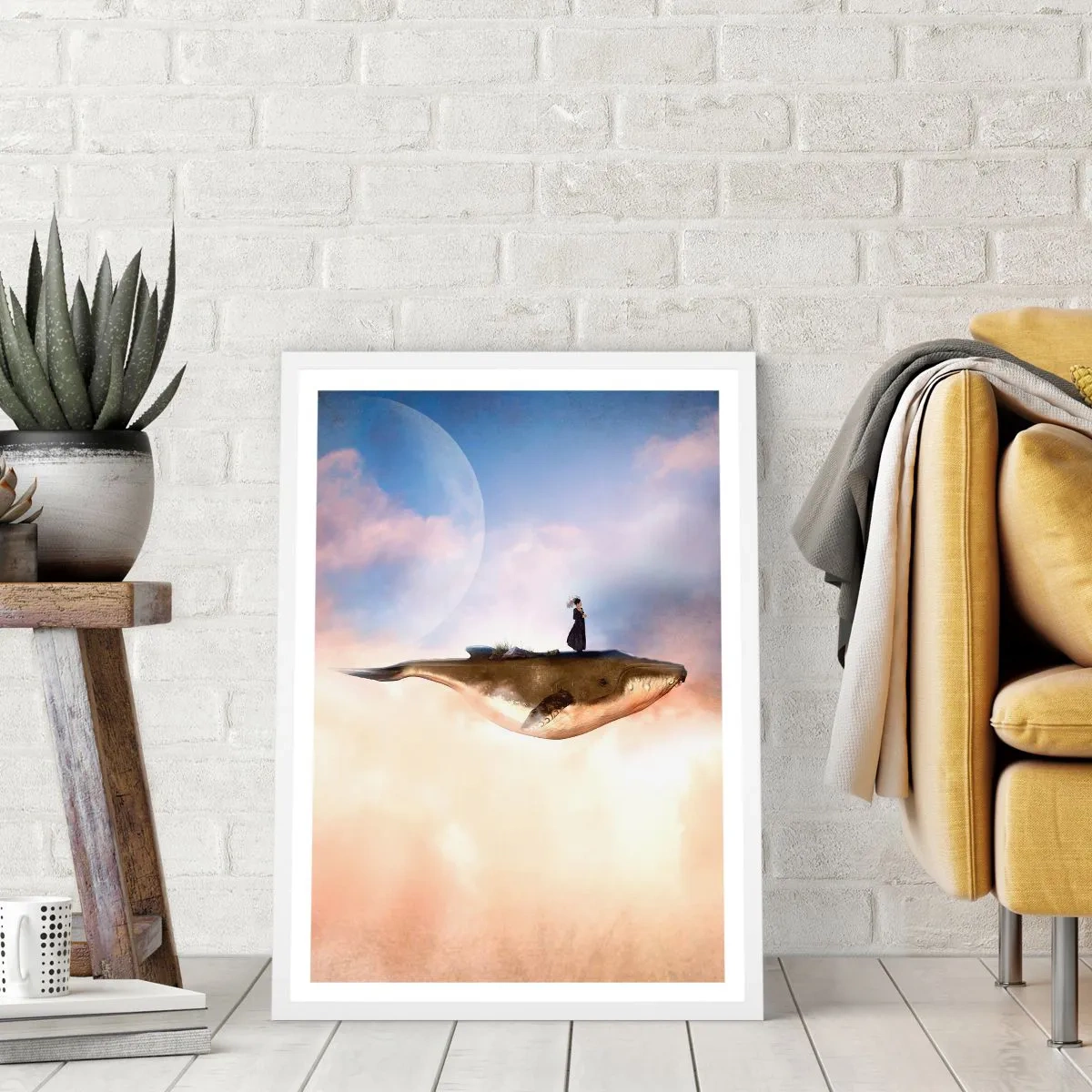Plakat i hvid ramme - En surrealistisk rejse - 61x91 cm