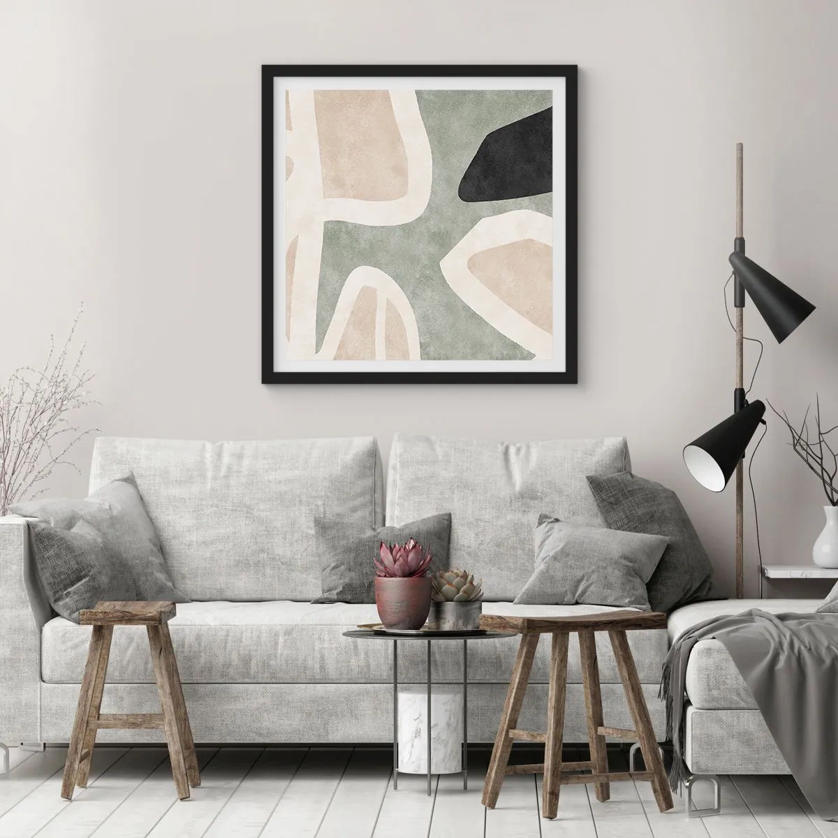 Plakat i sort ramme - Komposition med et sort tema - 40x40 cm