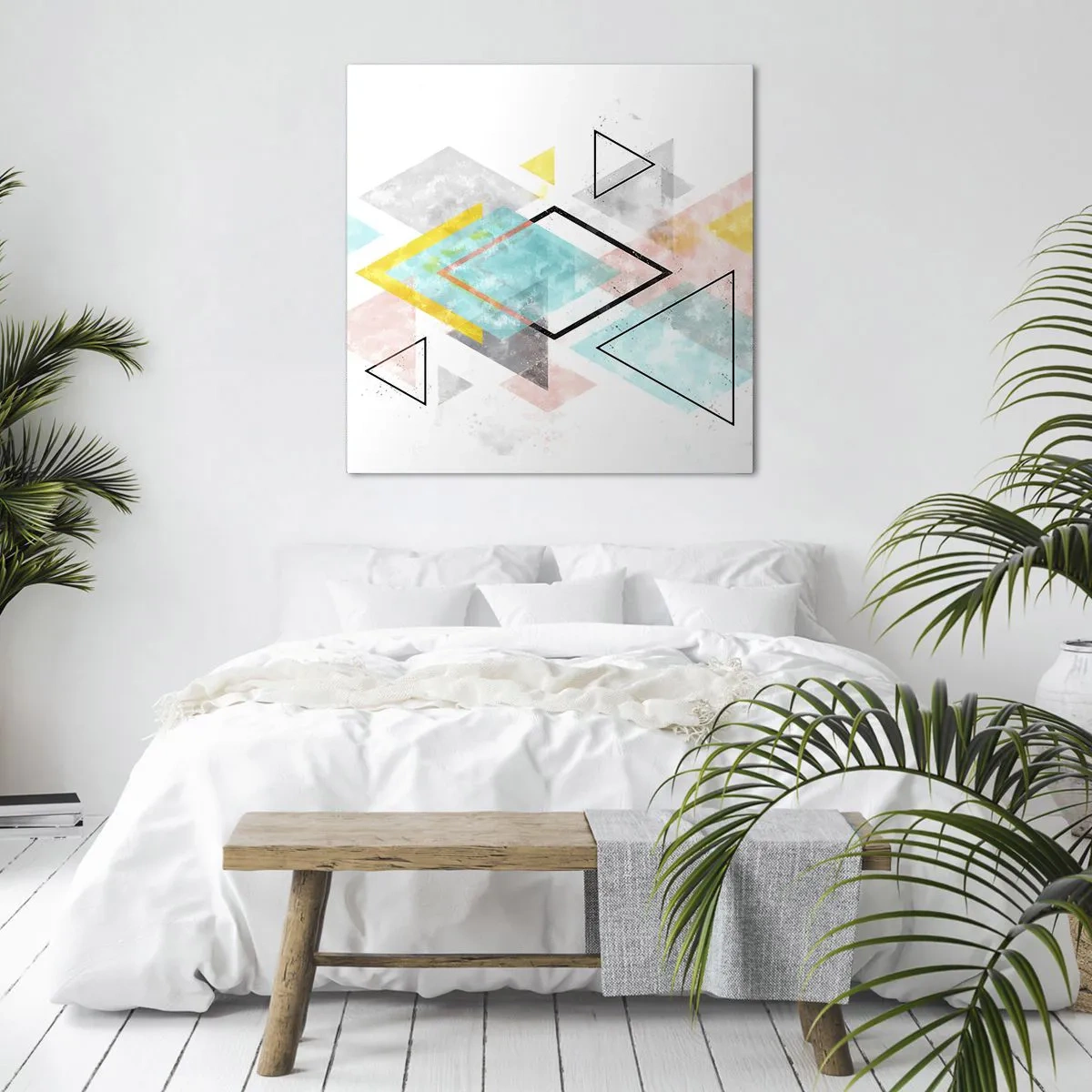 Lærredstryk - Billede på lærred - Geometrisk leg - 30x30 cm