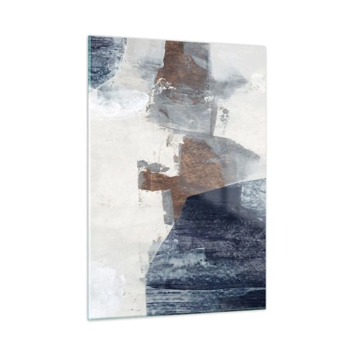 Billede på glas - Blåbrune former - 50x70 cm