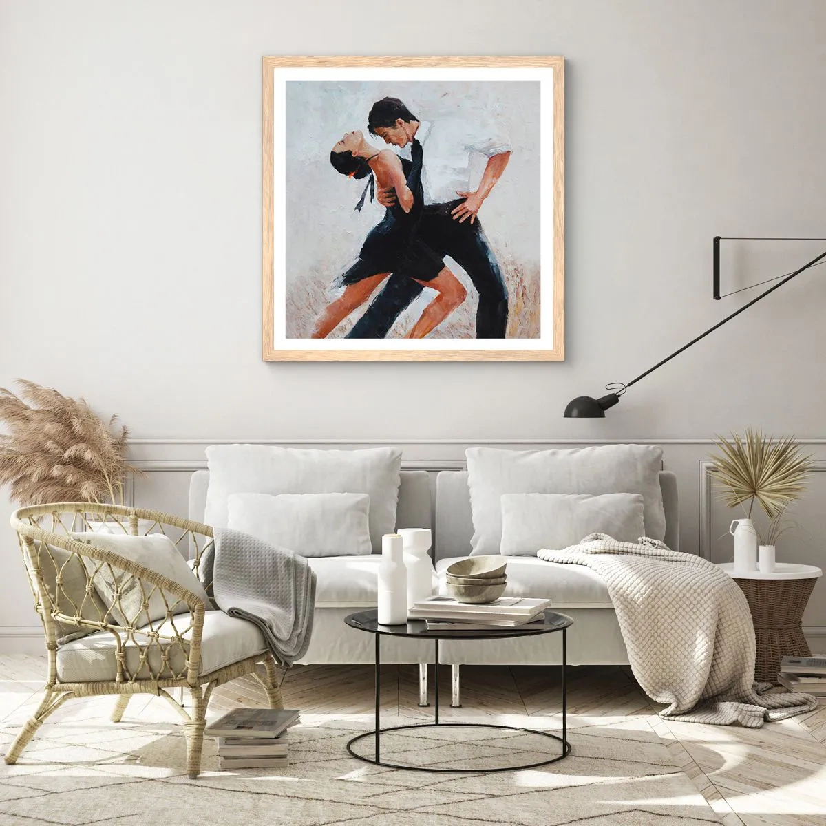 Plakat i ramme af lyst egetræ - Mine drømmes tango - 50x50 cm