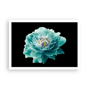 Plakat - Blå og gyldne kronblade - 100x70 cm