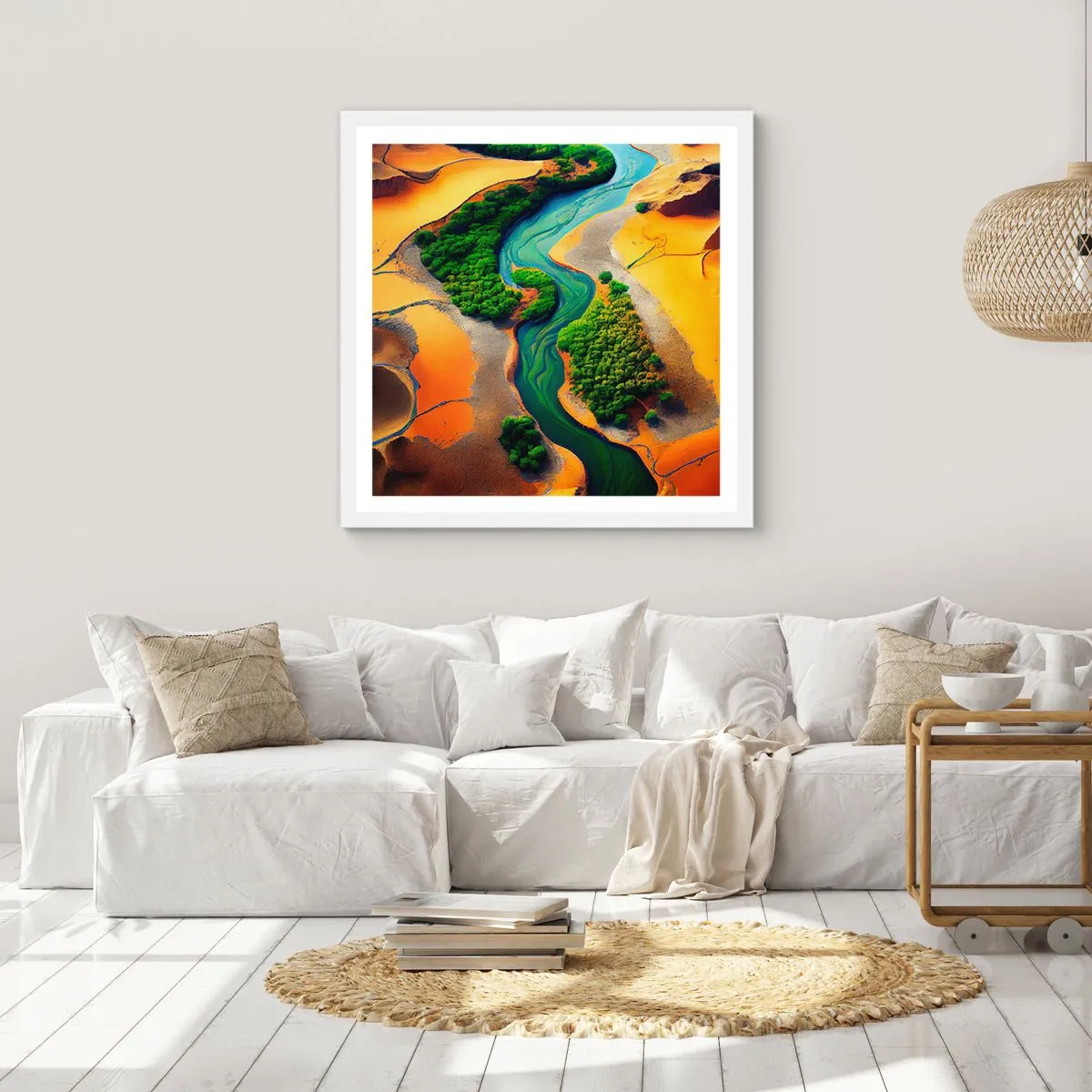 Plakat i hvid ramme - Livgivende flod - 50x50 cm