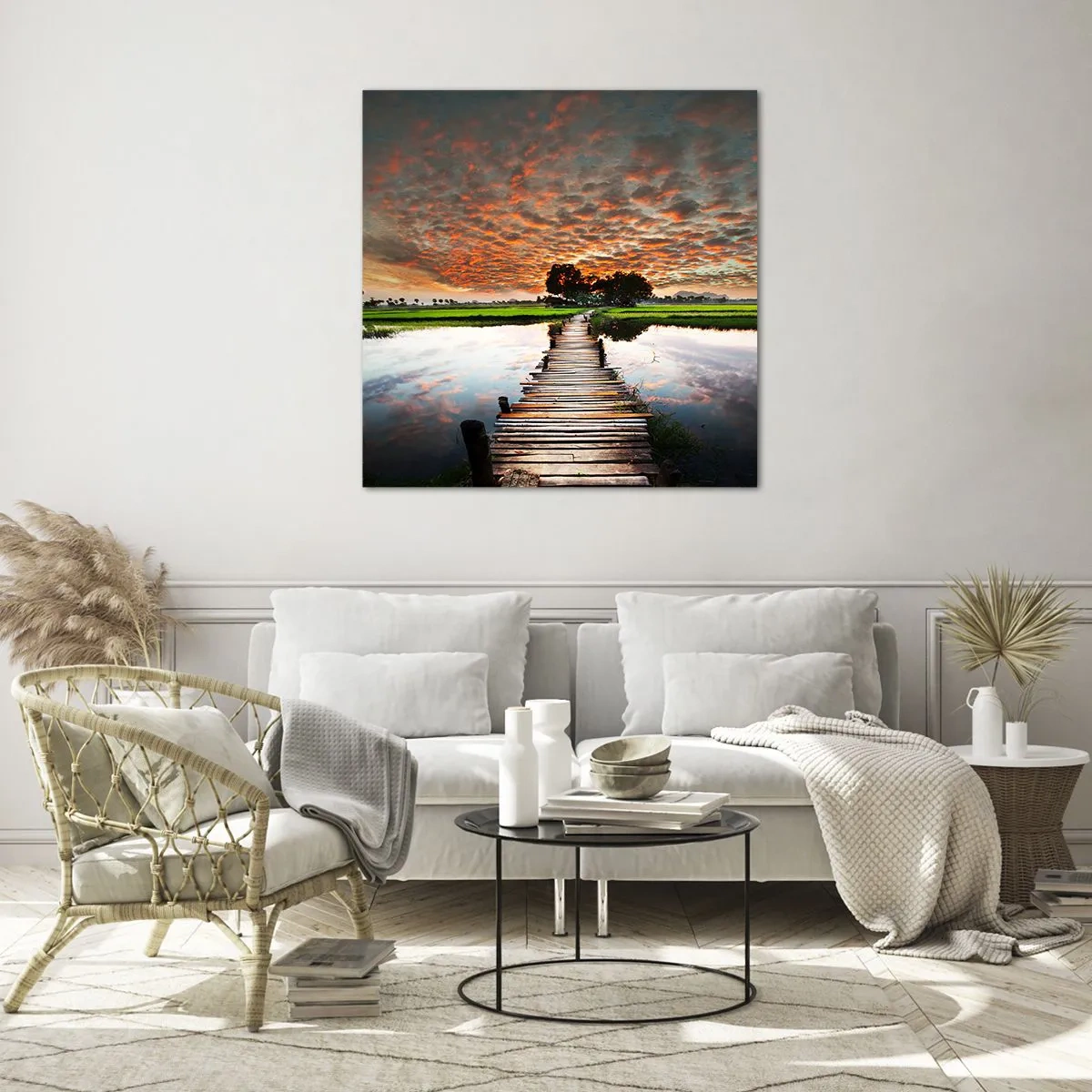 Billede på glas - Spred armene – træk vejret  - 60x60 cm