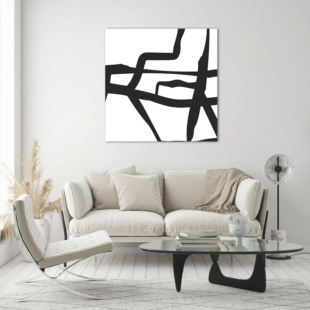 Billede på glas - Sort og hvid konstruktion - 30x30 cm