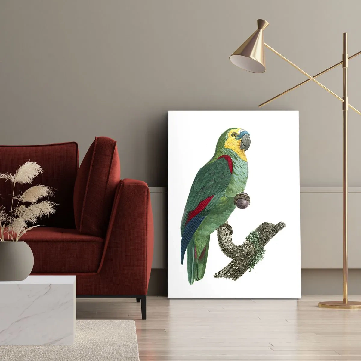 Lærredstryk - Billede på lærred - Papegøjeportræt - 50x70 cm