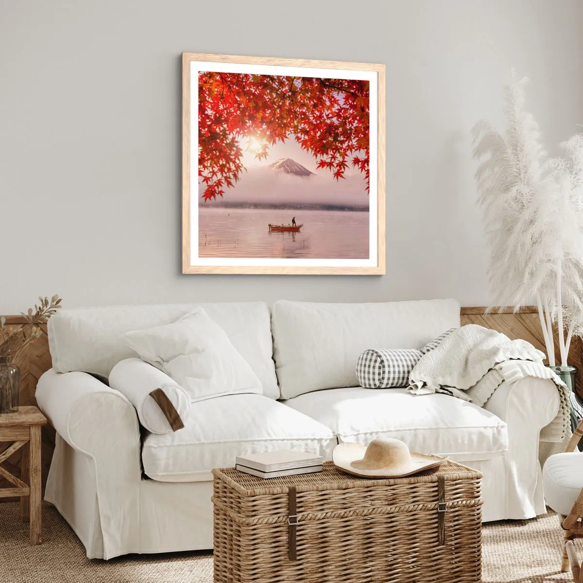 Plakat i ramme af lyst egetræ - I en japansk atmosfære - 30x30 cm