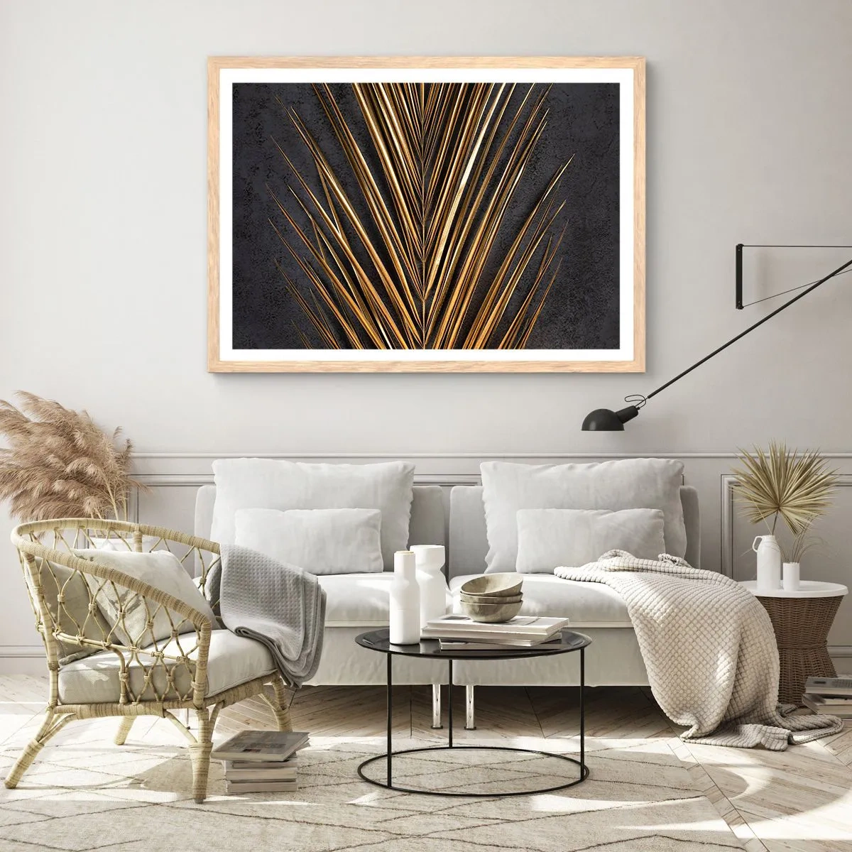 Plakat i ramme af lyst egetræ - Tropernes guld - 70x50 cm