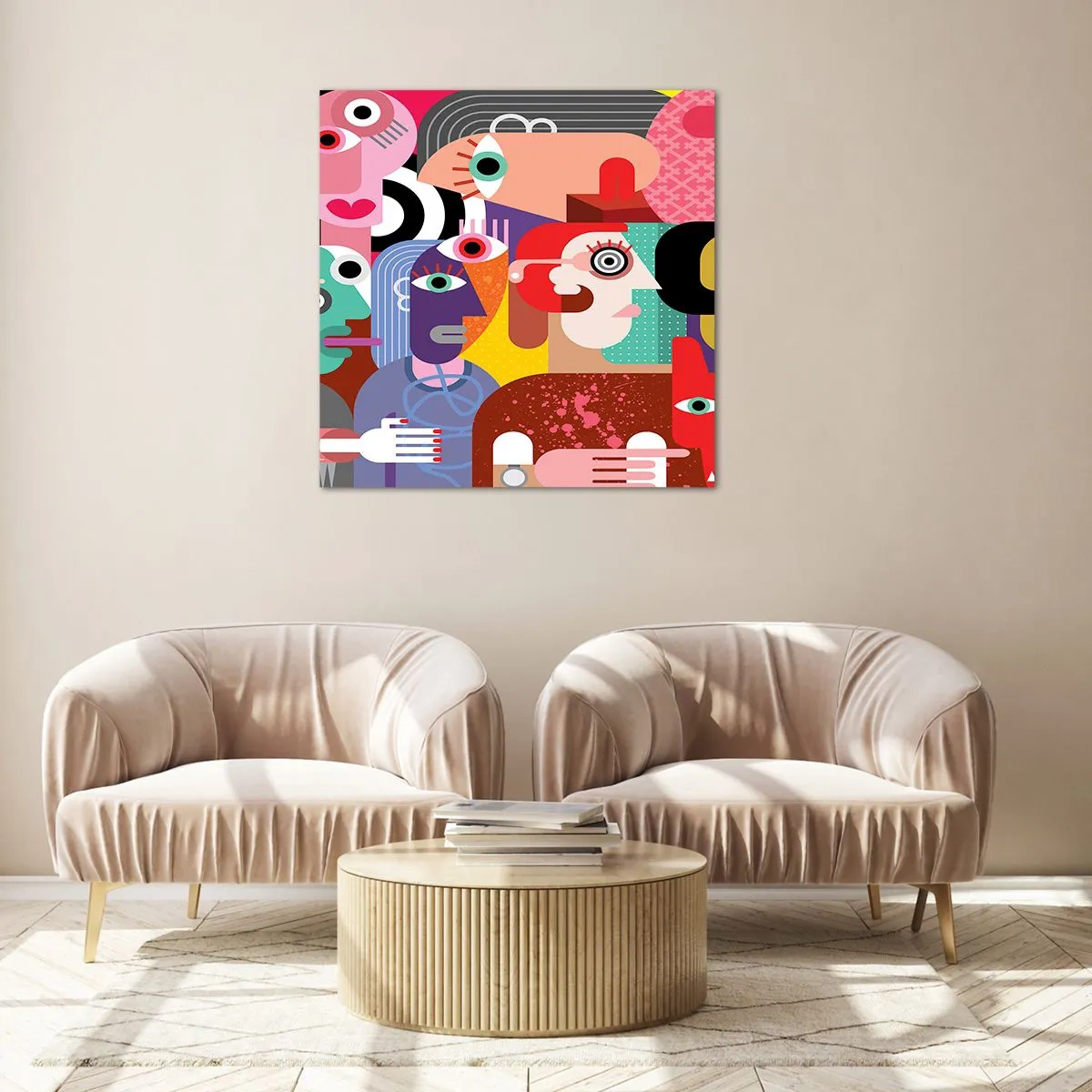 Billede på glas - Vi fra hr. Picasso - 70x70 cm