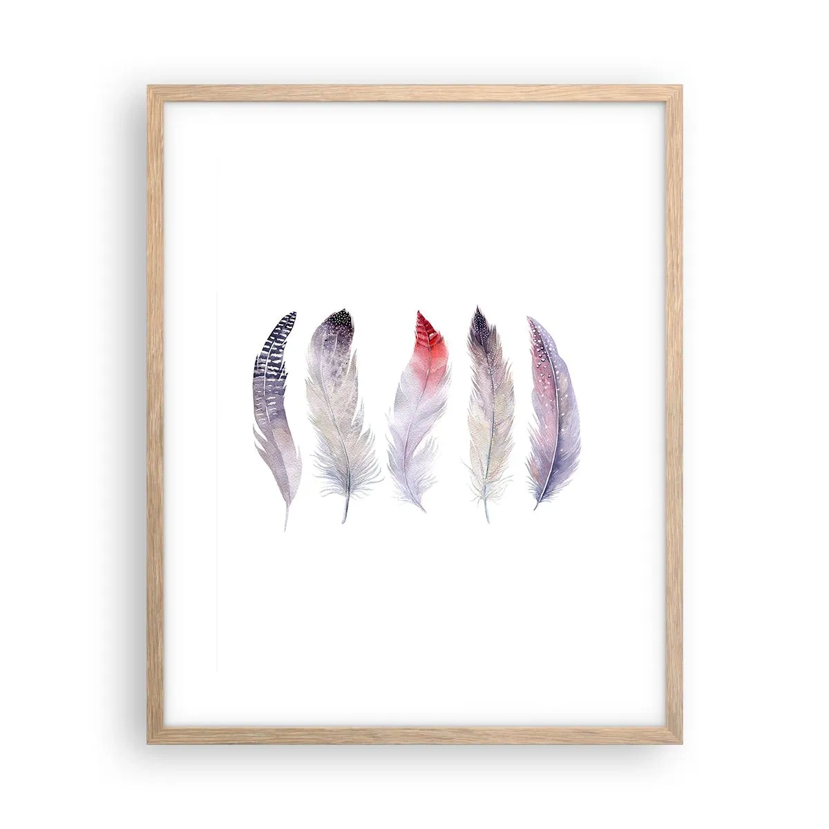 Plakat i ramme af lyst egetræ - Delikat som en flerfarvet tåge - 40x50 cm