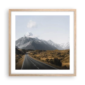 Plakat i ramme af lyst egetræ - Vejen til hjerte - 50x50 cm