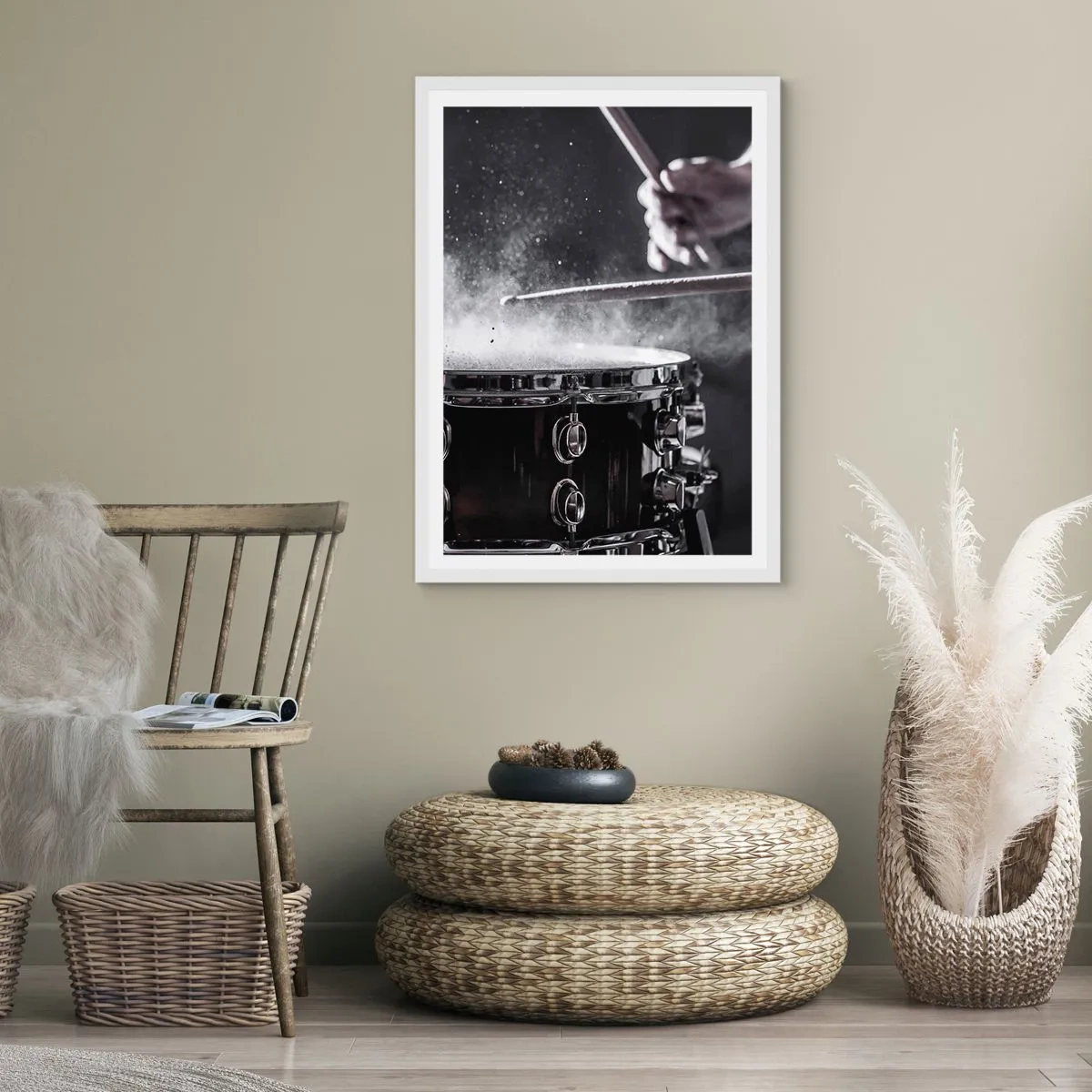 Plakat i hvid ramme - Musikkens puls - 70x100 cm