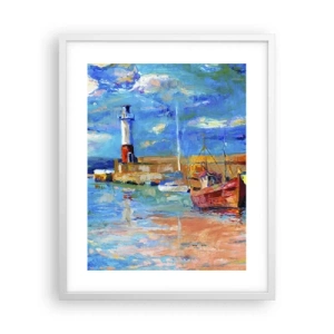 Plakat i hvid ramme - Eftermiddag i regnbuebugten - 40x50 cm