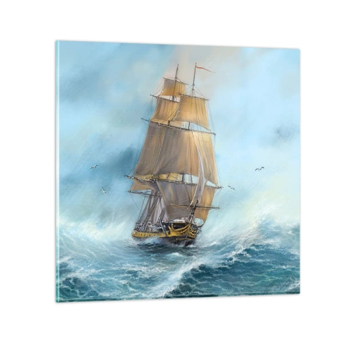 Billede på glas - Bølgende gennem bølgerne - 40x40 cm