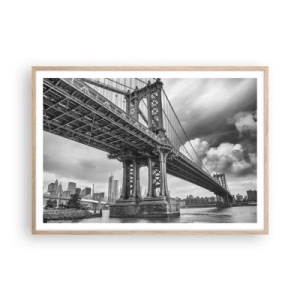 Plakat i ramme af lyst egetræ - Til byens hjerte - 100x70 cm