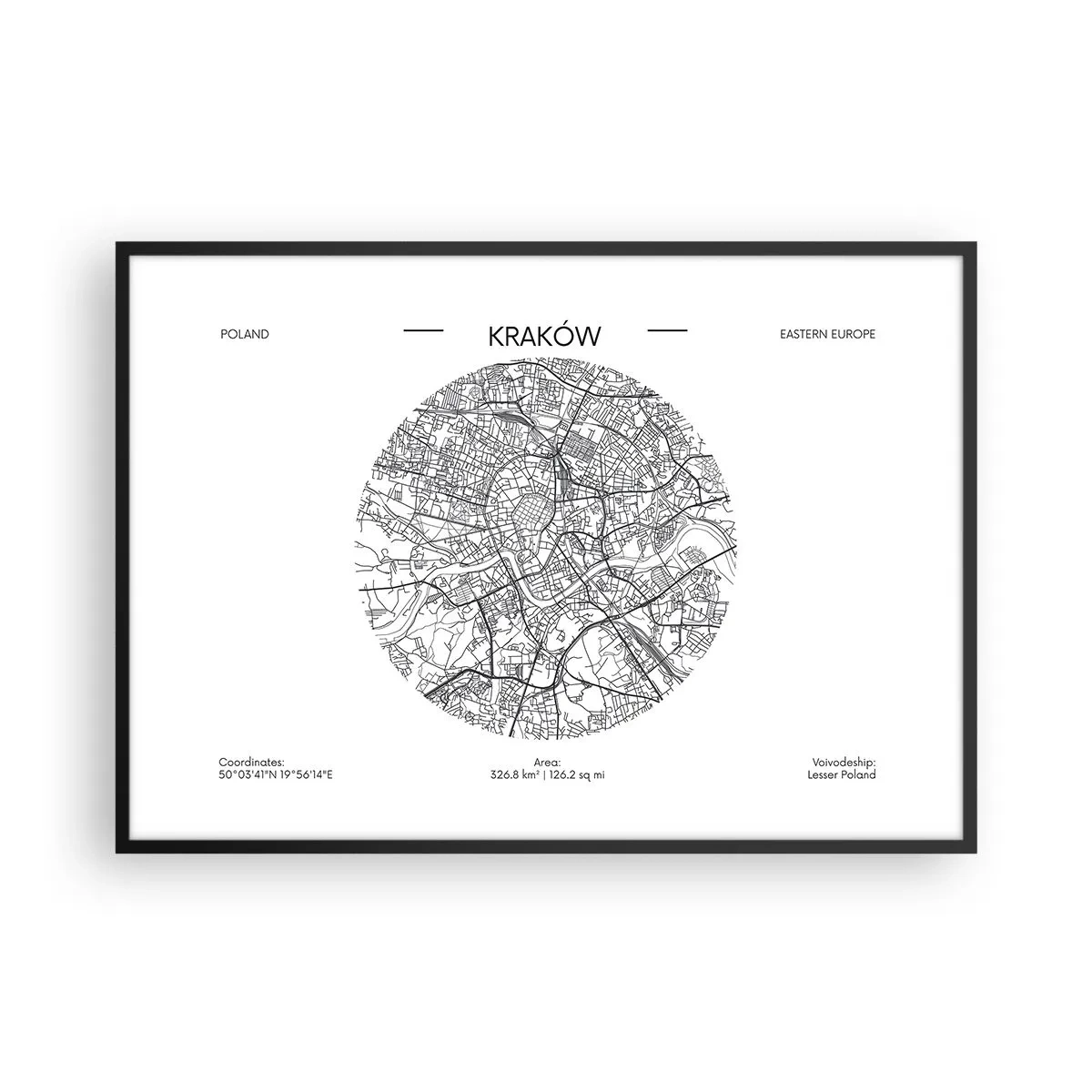 Plakat i sort ramme - Krakows anatomi - 100x70 cm