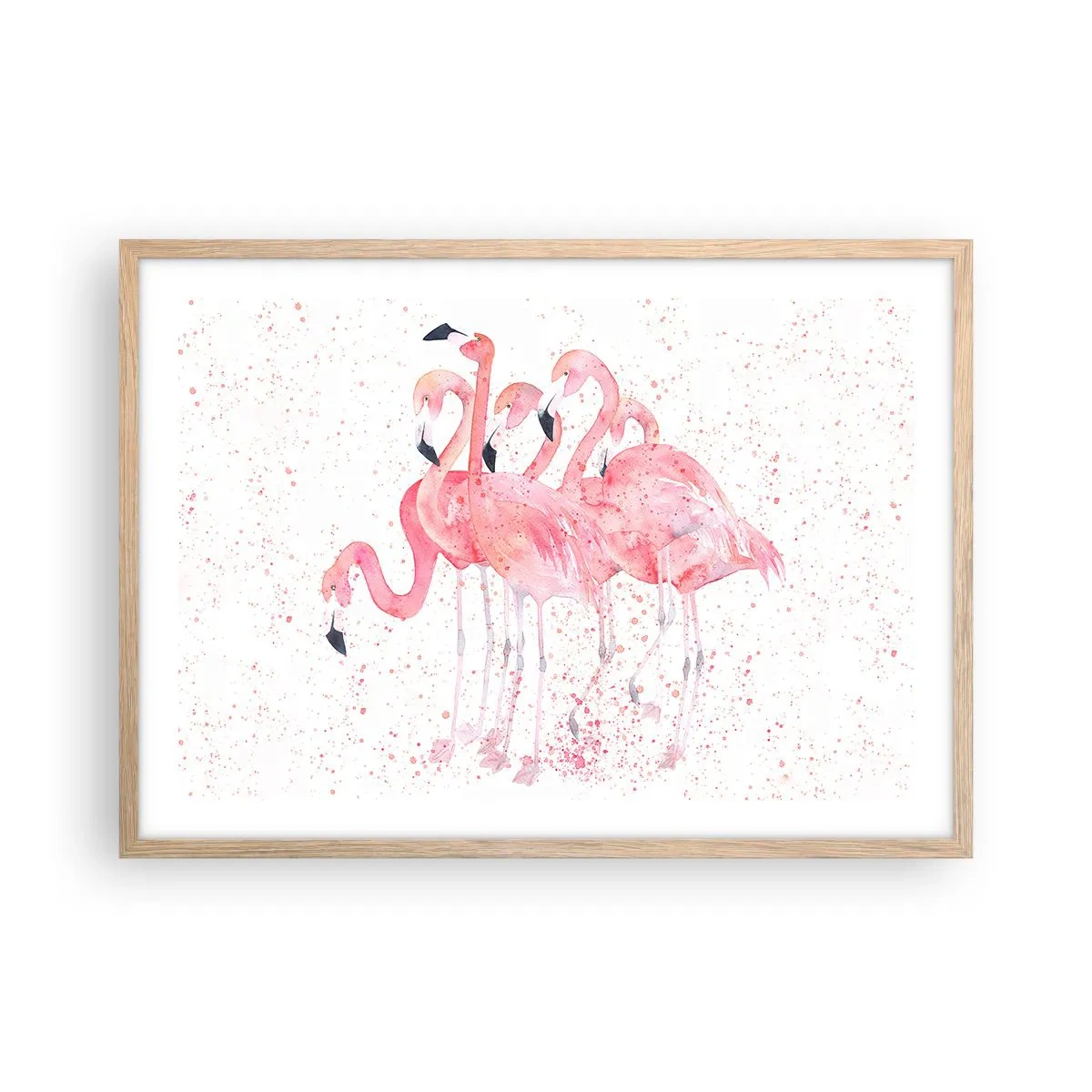 Plakat i ramme af lyst egetræ - Lyserød ansambl - 70x50 cm